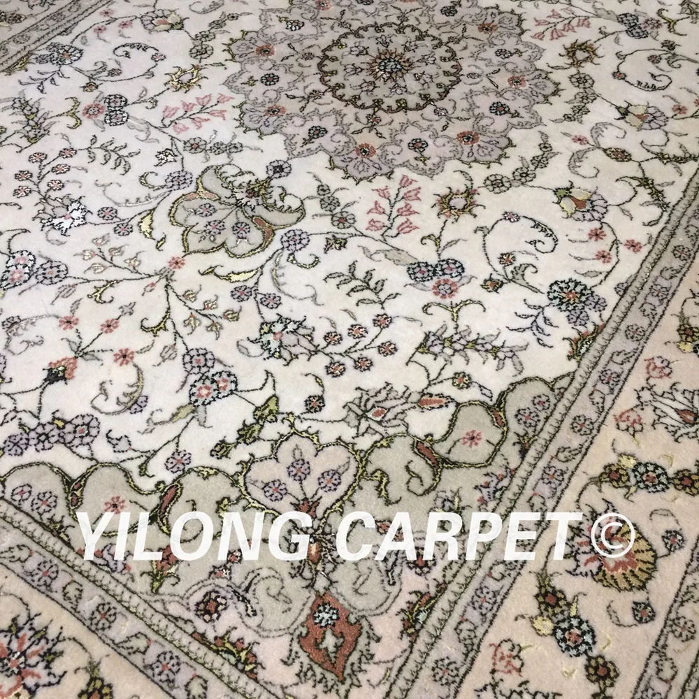 Yilong 4 'x 6' яркий зеленый цветок ручной работы персидский стиль красивый вид