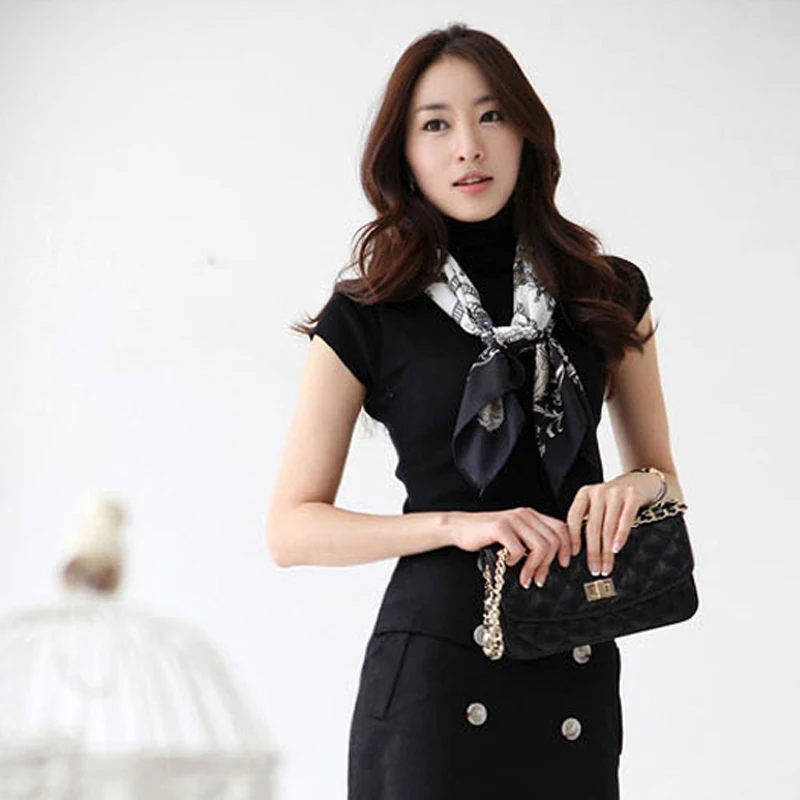 Женский свитер тонкий пуловер вязаная рубашка с высоким воротником и коротким