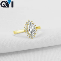 qyi fine jewelry 14k solid yellow gold engagement ring 1 2 ct marquise cut moissanite diamond for wedding jewelry