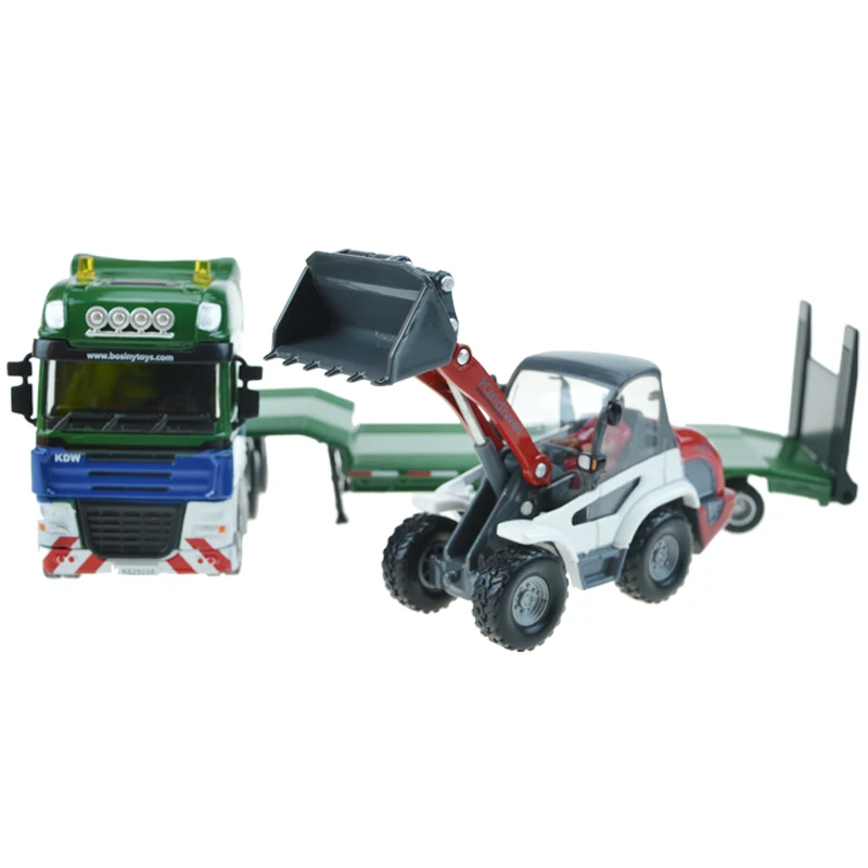 Сплав инженерный полуприцеп детская игрушка модель автомобиля плоский Трейлер с