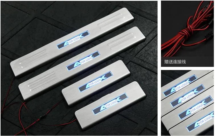 LED нержавеющая сталь Накладка порога 4 шт./компл. автомобильные аксессуары для