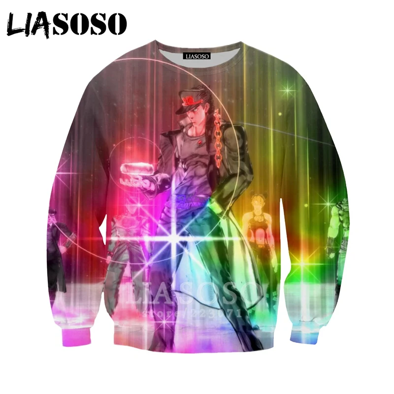 LIASOSO мужские и женские Аниме толстовки 3D принт мужская толстовка с капюшоном JoJo