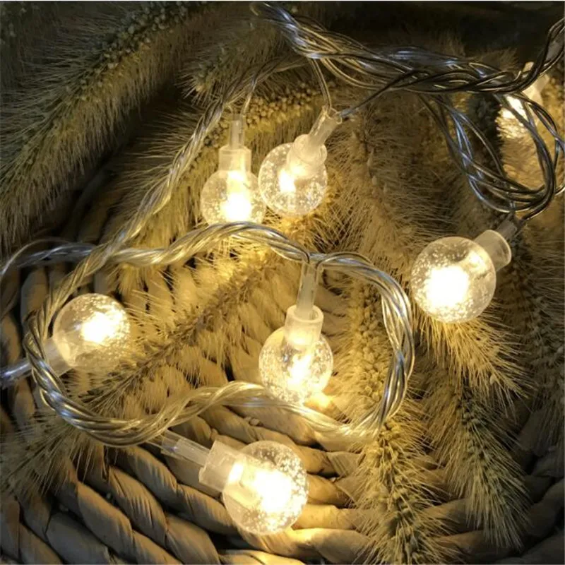 New Holiday Remote Crystal Clear Ball 7.5M 50LED String Lights Fairy Garland For Outdoor Garden Christmas Wedding Party Decor |