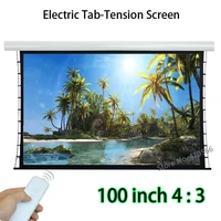 new arrival 100 inch 43 tab tensioned front projection screen remote control motorized screens support 4k movie