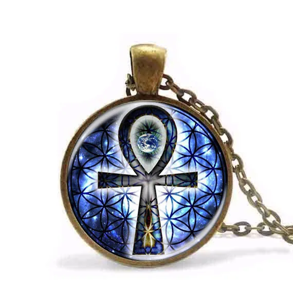 Ожерелье кабошон с подвеской в виде цветка жизни стиле стимпанк 2017|flower of life|flower life