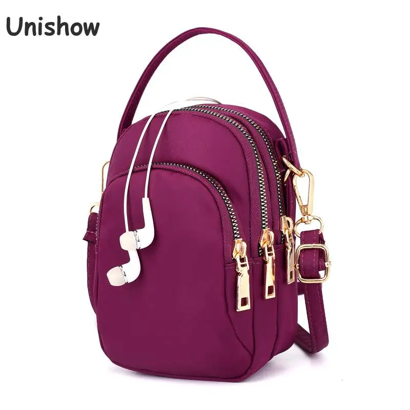 Unishow, Мини женские сумки через плечо, нейлоновая женская сумка через плечо для телефона, с карманом на молнии, женская сумка-мессенджер, маленькие дамские сумки