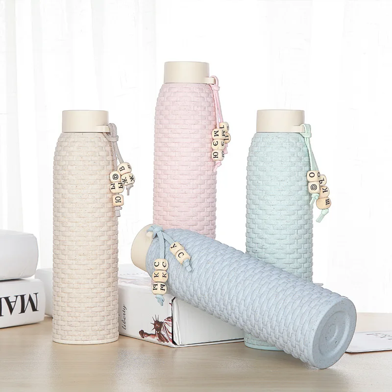 

Fashion Water Bottle Imitation Rattan Glass Bottle Fresh Girl Exquisite Portable Drink Double Glass Water Bottle Birthday Gifts