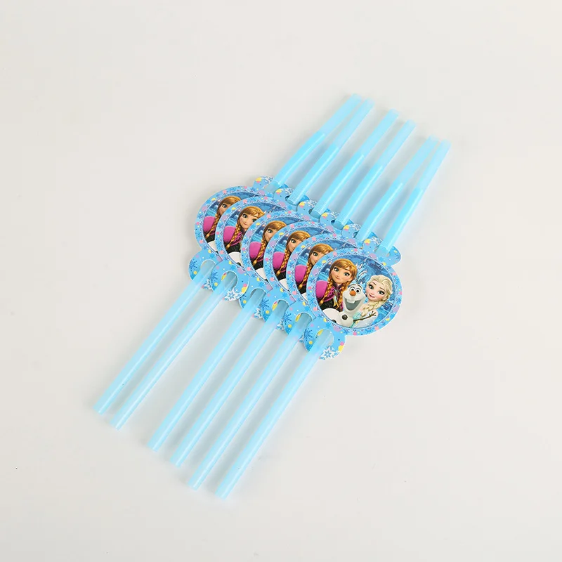straw 6pcs Вечерние украшения для вечеринки в честь Дня Рождения Эльзы из мультфильма «Холодное сердце» - Цвет: straw 6pcs