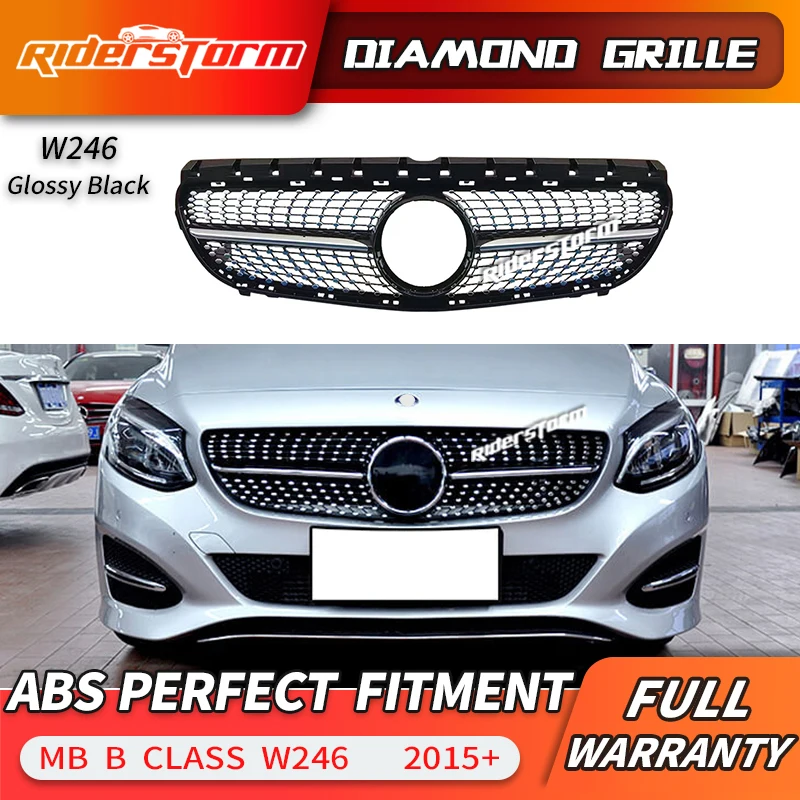 Для Mercedes Benz B Class W246 Алмазная решетка черный серебристый передний бампер для B300 B350