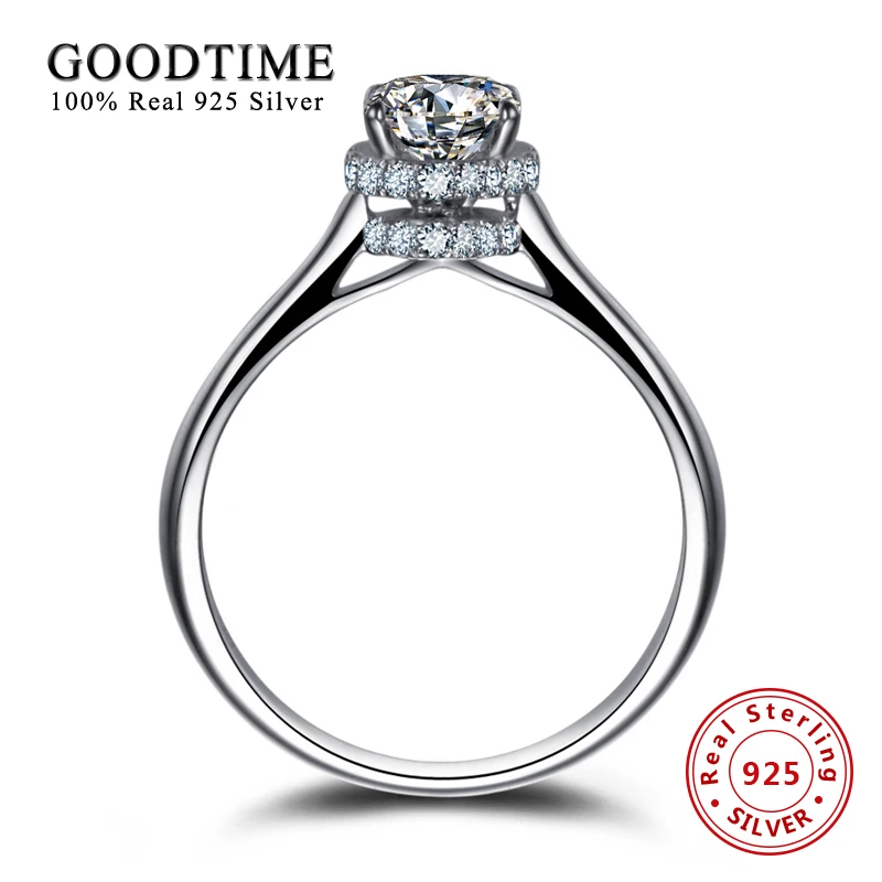 Классические женские обручальные кольца 100% чистое серебро 925 пробы 2 карата