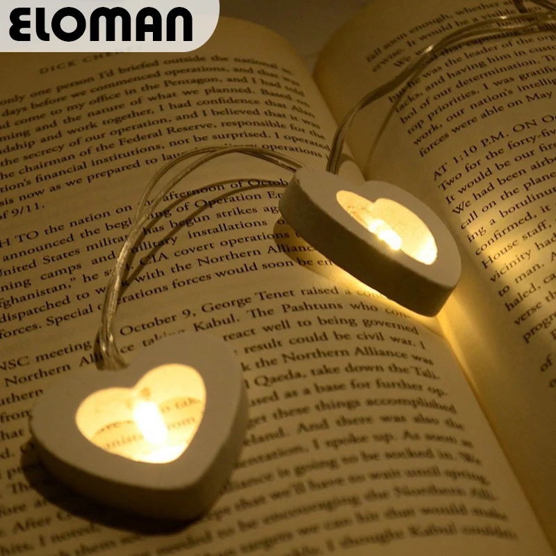 

ELOMAN, деревянная светодиодная гирлянда в форме сердца, украшения для свадьбы, декор для кофейного бара, светодиодный ба