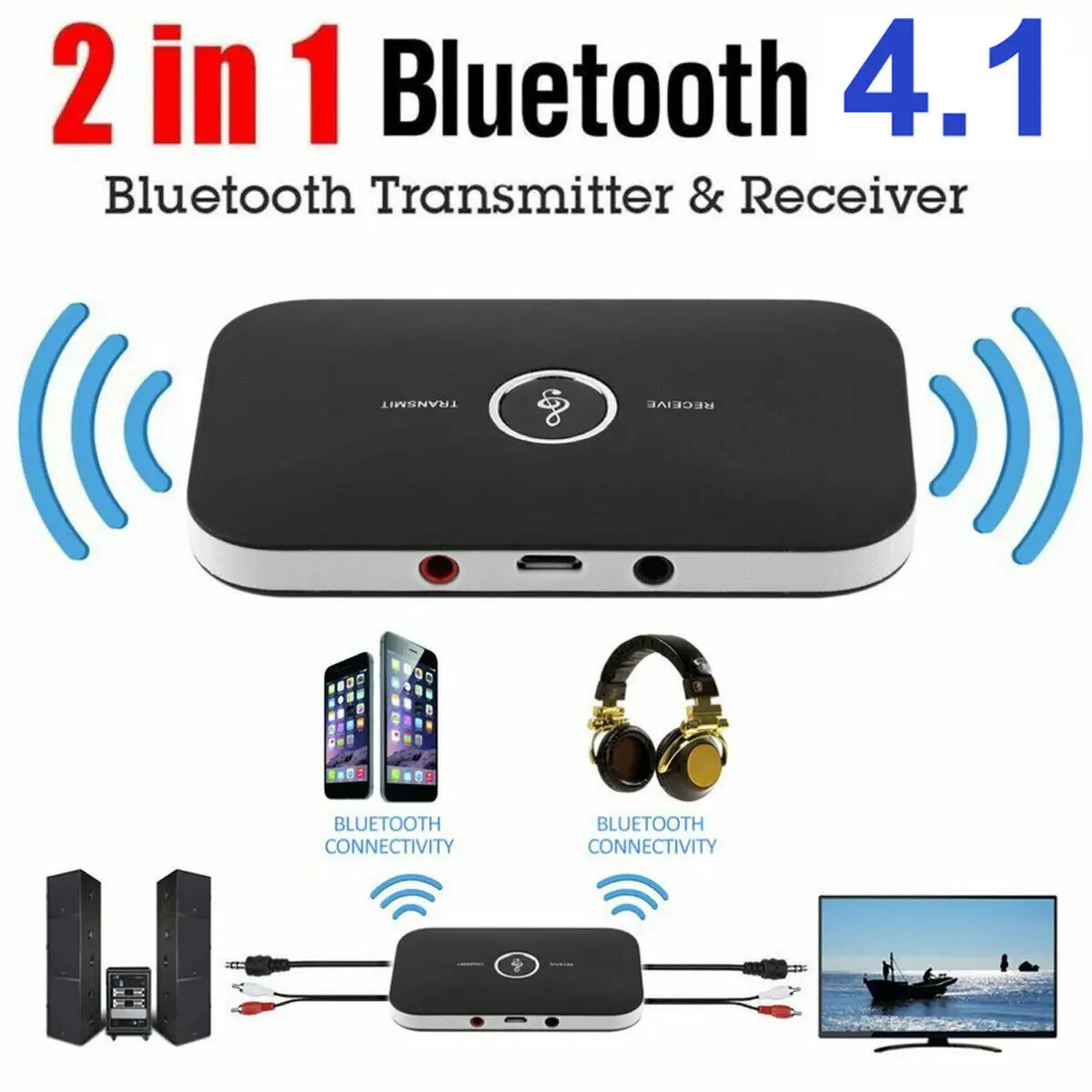 Лидер продаж 2019 HIFI беспроводной Bluetooth 2 в 1 аудио передатчик приемник 3 5 мм RCA