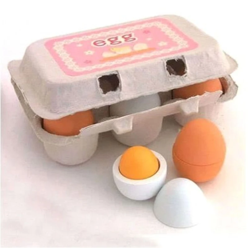 

6pcs Wooden Eggs Yolk Educational Interesting Children Kids Toy