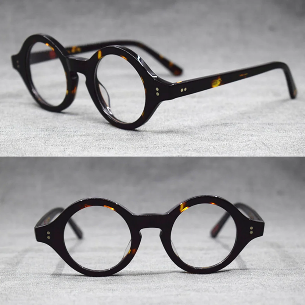 Vintage Hand Made Small 38mm Round Full Rim Reading Glasses Acetate +25 +50 +75 +100 +125 +150 +175 +200 +225 +250 +275 +300 +60