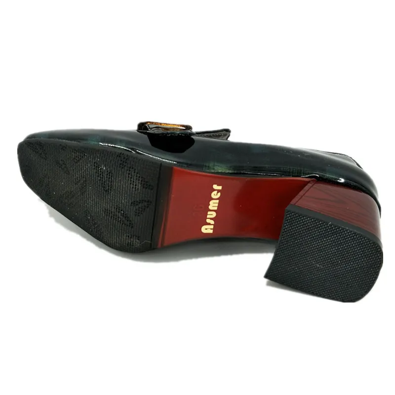 

Asumer Square toe high heels shoes buckle big size 32-45 work party women shoes pumps contracted mature single shoes spring