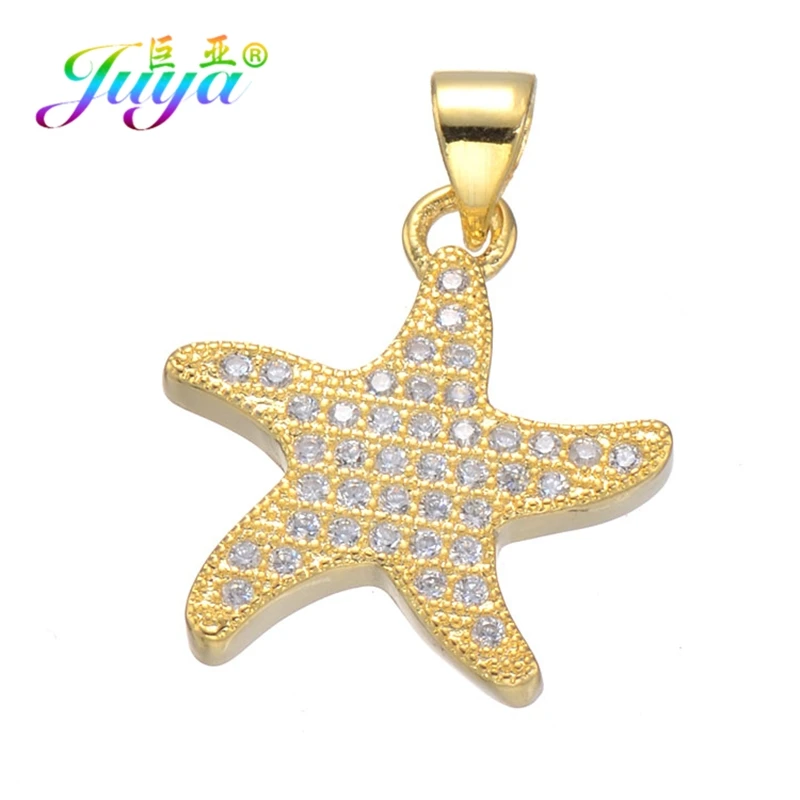 Juya DIY ювелирные изделия, микро-подвески с цирконием, кошкой, хамсой, звездой, рыбкой, Подвеска для женщин и детей, подвеска ручной работы, изготовление ювелирных изделий - Окраска металла: Gold