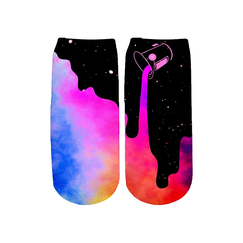 PLstar Cosmos art забавные молочные космические Galaxy носки летние модные 3D хлопковые носки красочные теплые короткие носки женские носки
