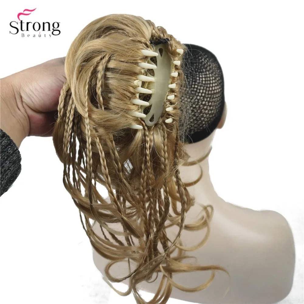 Плетеные косички StrongBeauty с зажимом для конского хвоста удлинители волос короткие