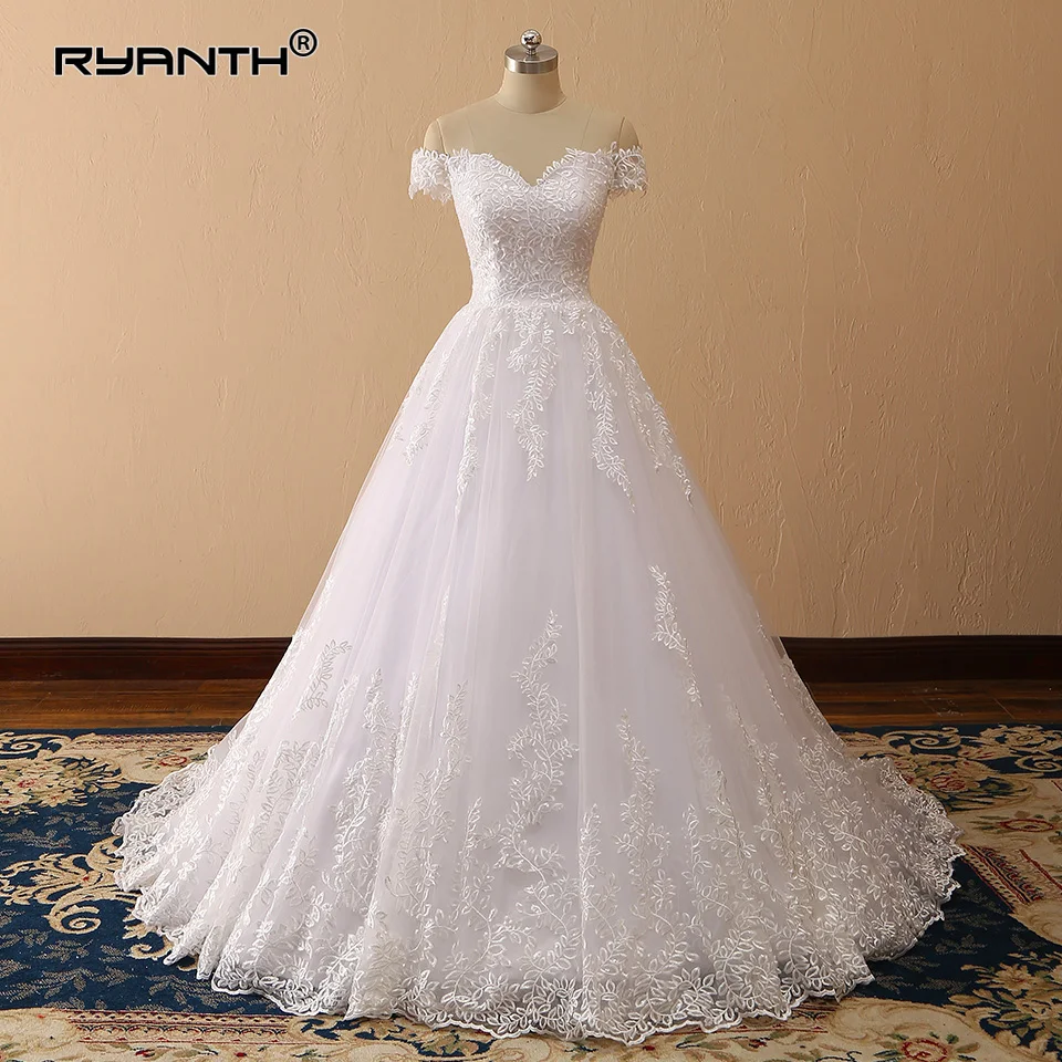 Cheap Robe De Mariage Sexy Off The Shoulder Lace Ball Gown Wedding Dress 2019 Hot Sale Vestido de Noiva Custom Made | Свадьбы и