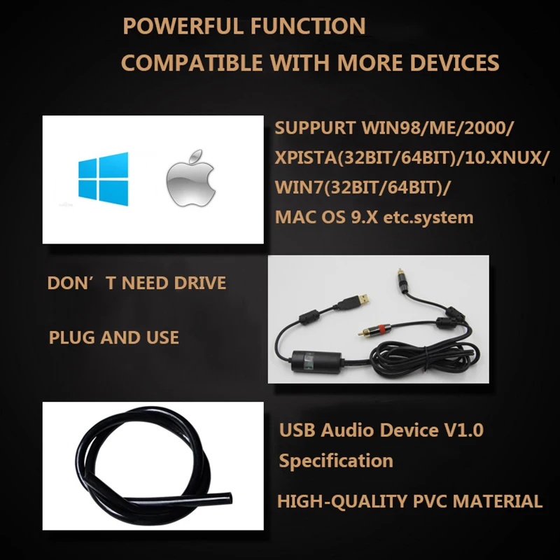 Ygctfnp ЦАП Усилители домашние аудио кабель USB к 2 RCA стерео Sound Connect Высокое качество