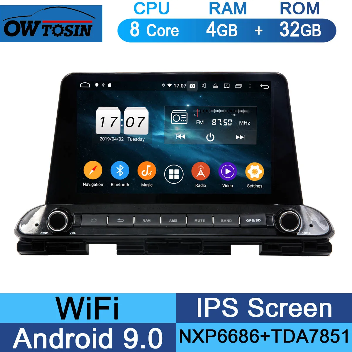 " ips 8Core 4G+ 64G Android 9,0 автомобильный DVD мультимедийный плеер для Kia Cerato Forte gps навигация радио попугай BT CarPlay - Цвет: 32G