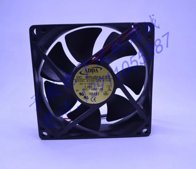 Оптовая продажа: AD0912US A70GL 90*90*25 12V 0.3A ADDA 2 провода шасси вентилятора chassis fan fans addaadda