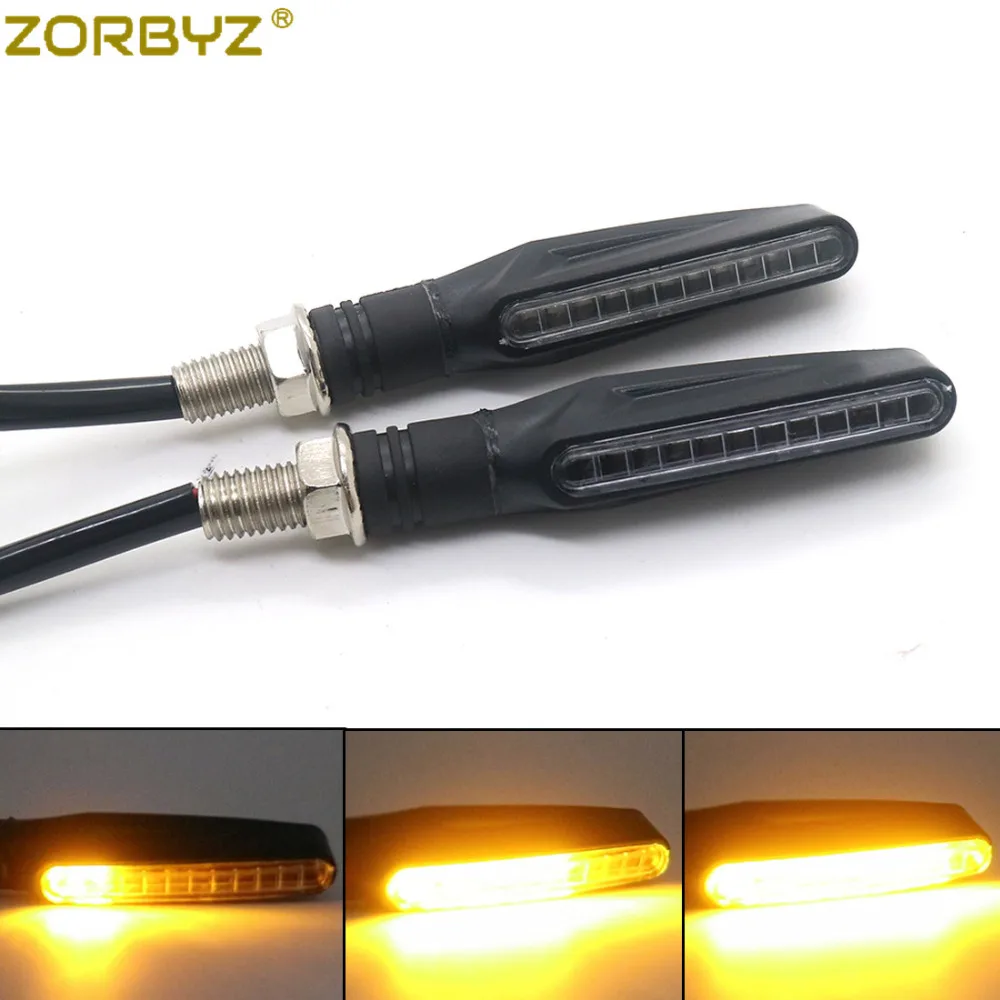 Универсальные мотоциклетные черные светодиодные индикаторы поворота ZORBYZ с