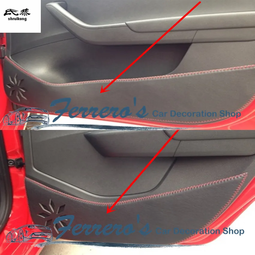 

4pcs/lot for 2015-2017 SKODA Fabia PU leather car stickers car accessories door protection kick cover