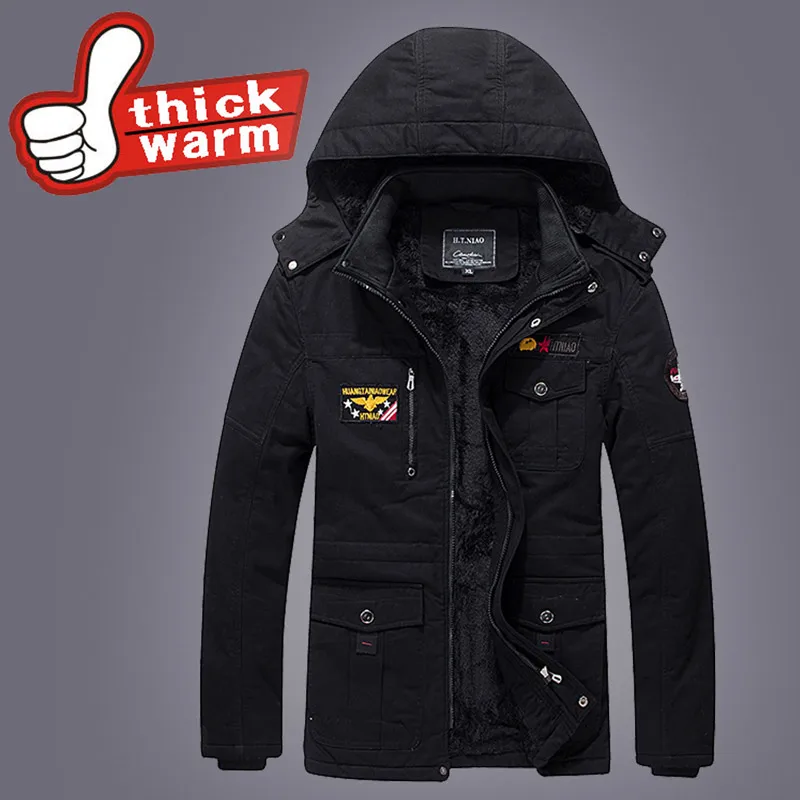 Зимние для мужчин подпушка мужские парки повседневное Военная Униформа бомбер