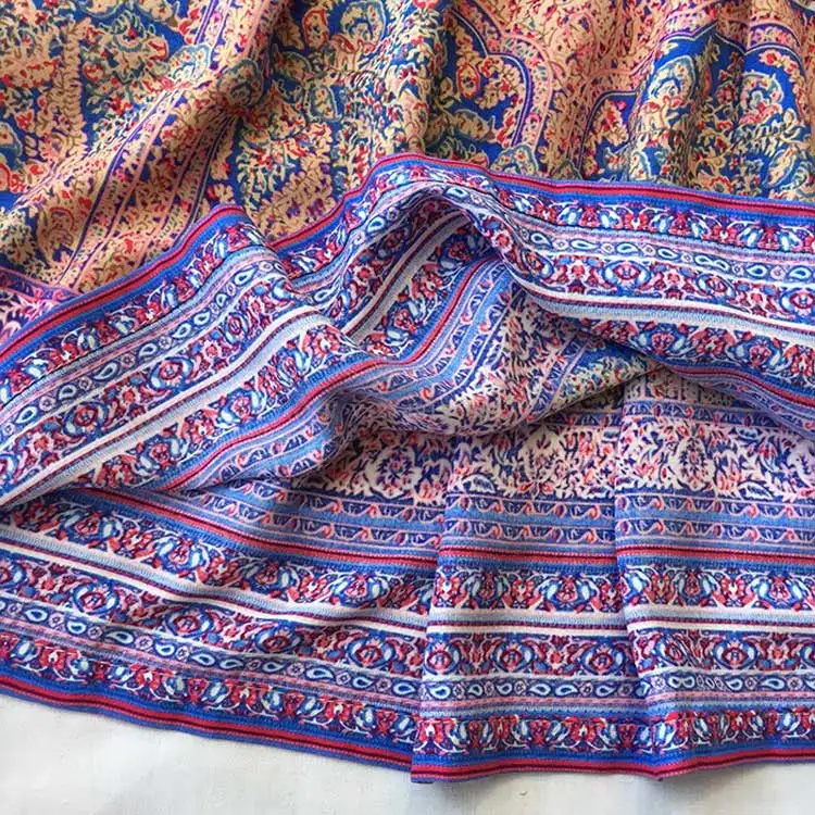 Boho Inspired rayon long skirt summer Autumn New Women's elastic waist Pleated Gypsy striped print saia 2018 chic faldas | Женская