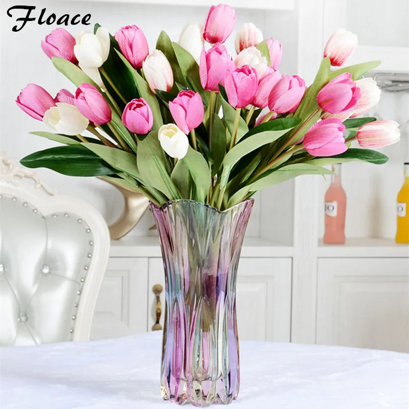 

Floace 1 Bouquet 9 Heads Fake Tulip Artificial Silk Flower Home Office Wedding Decor Artificial Flowers