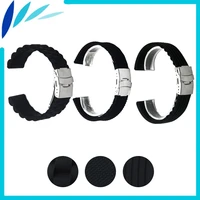 silicone rubber watch band 18mm 20mm 22mm 24mm for citizen stainless steel safety clasp strap wrist loop belt bracelet black