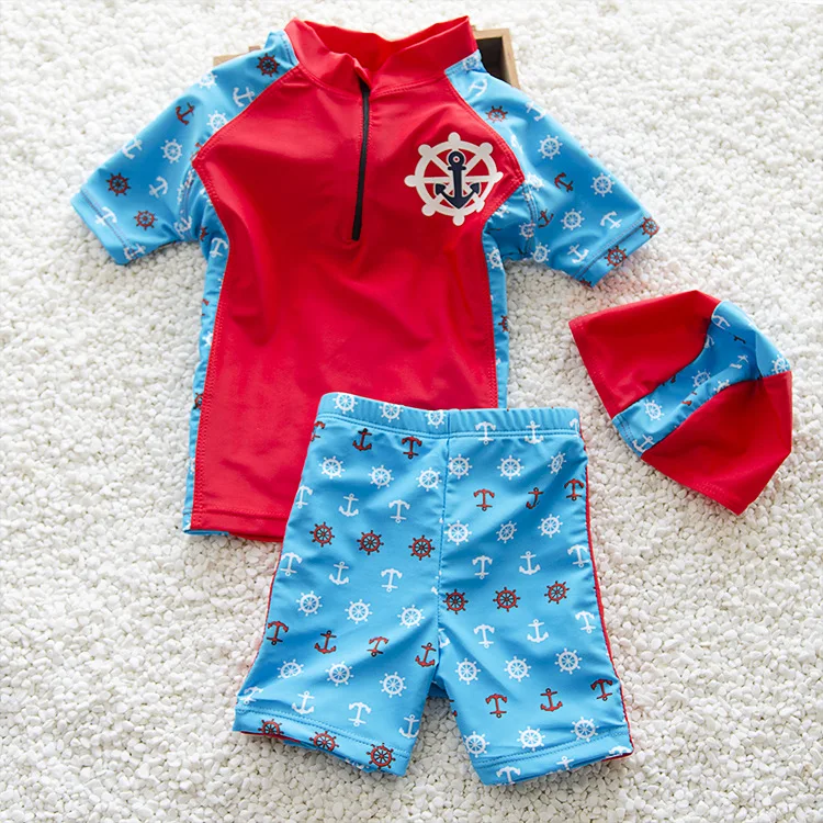 2016 High-quality New Summer Cartoon 3 Piece Baby Boys Swimsuits Sets Children Swimwear Beach Clothes Free Shipping | Спорт и