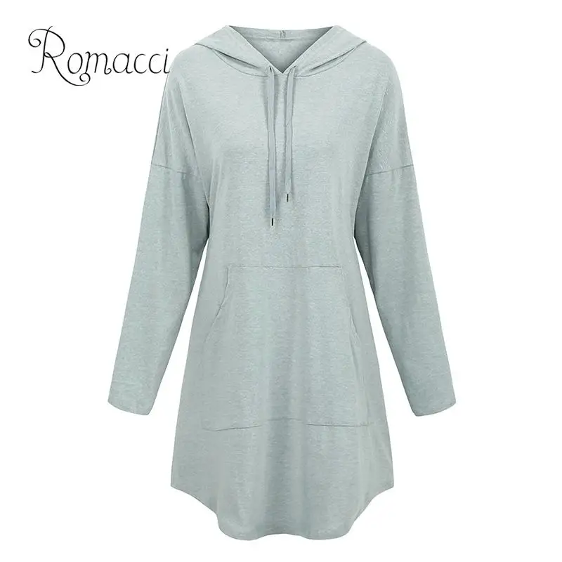 Женское платье с капюшоном Romacci Повседневное карманами и длинным рукавом модель