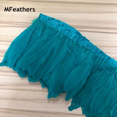 peacock blue Небесно-Голубое украшение из гусиных перьев(цена за 10 ярдов) гуси украшение из гусиных перьев полоски boas для Шали Обертывания ткани шнурки пояса ремесла - Цвет: peacock blue