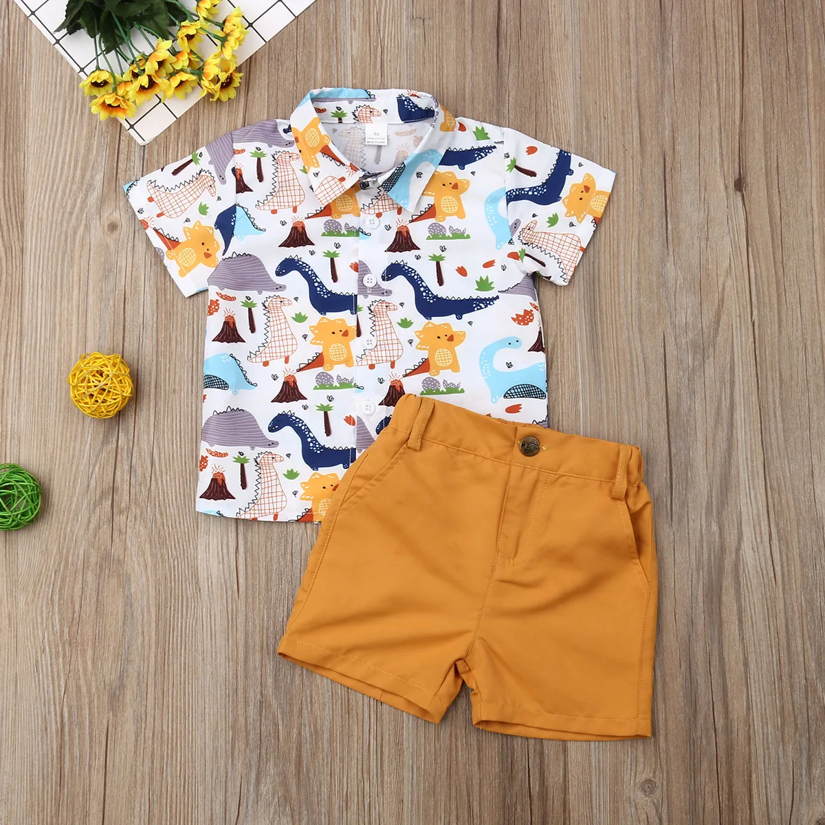 

Pudcoco Summer Toddler Baby Boy Clothes Cute Dinosaur Print Shirt Tops Short Pants 2Pcs Outfits Sunsuit Summer Clothes