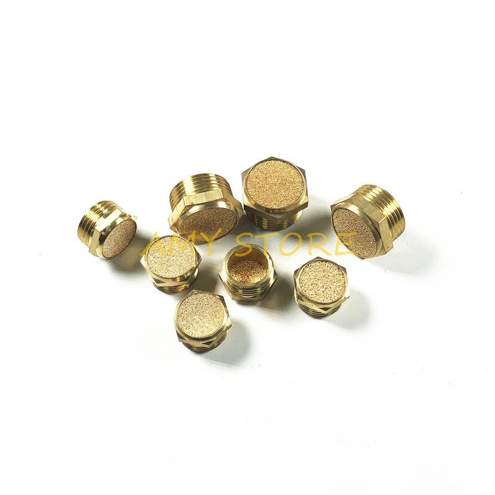 2pcs Compressor Exhaust Muffler BSPT Threaded 1/8&quot 1/4&quot 3/8&quot 1/2&quot M5 Pneumatic Plug Silencer Brass Connector BSLM-01/02/03/04 |