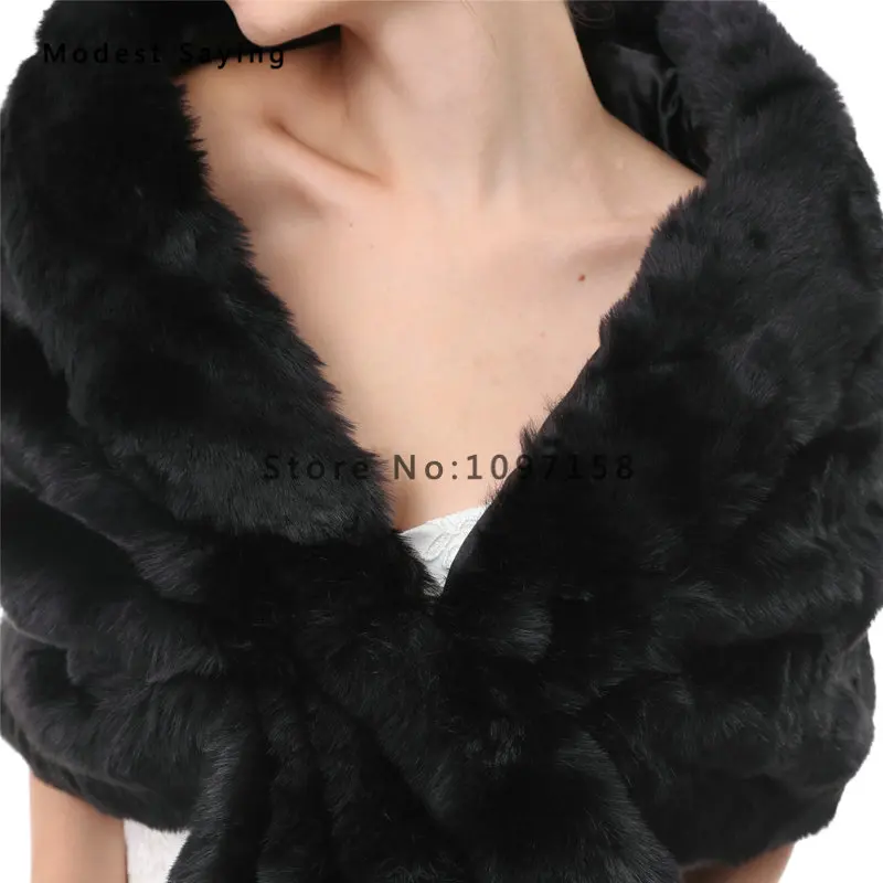 Black Faux Fur Wedding Shawls 2017 New Arrival Formal Bridal Cloak Women Party Boleros Stoles Warm Wraps Accessories | Свадьбы и
