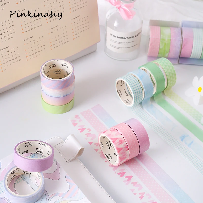 Базовый однотонный полосатый/сетка/точки набор декоративного скотча Васи