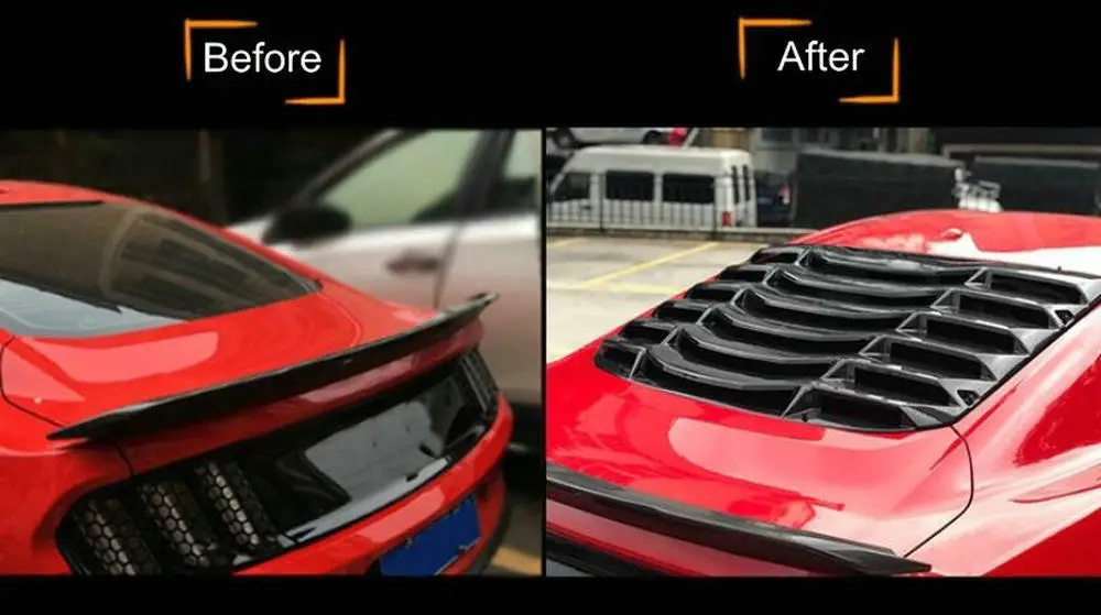 АБС/карбоновое волокно, накладка на заднее лобовое стекло для Ford Mustang, бодик, оконные жалюзи, гоночная отделка, автозапчасти, оконное отверстие