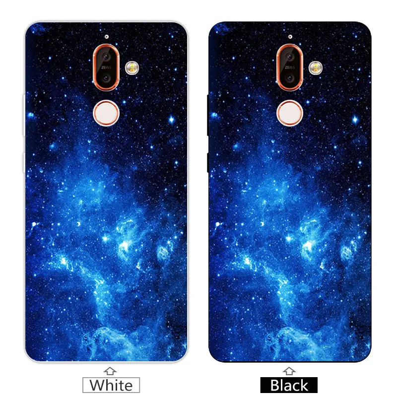 6 0 дюйма для Fundas Nokia 7 Plus прозрачный ТПУ Синий чехол телефона силиконовый Coque