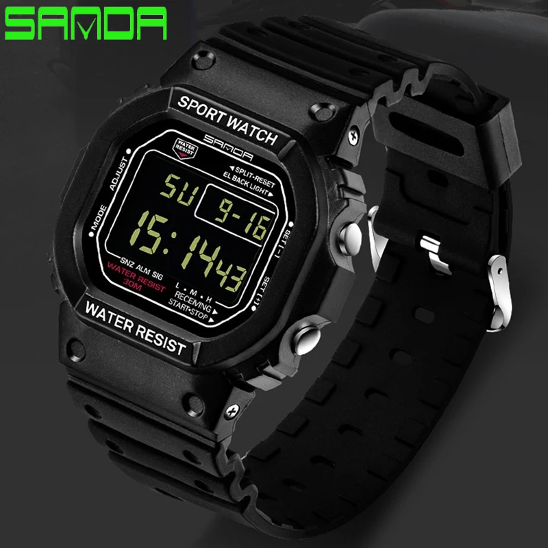 Sanda мужские часы электронные светодио дный Montre homme спортивные водостойкий