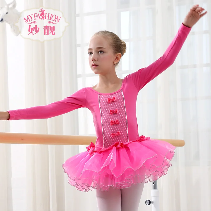 Танцевальный костюм для девочек детское балетное платье с длинными рукавами