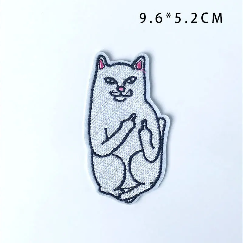 NHBT039 PGY средний палец Кот патчи белый Забавный котенок сзади резиновая Вышивка Одежда DIY аксессуары обувь головные уборы Аппликации, наклейки - Цвет: NHBT039