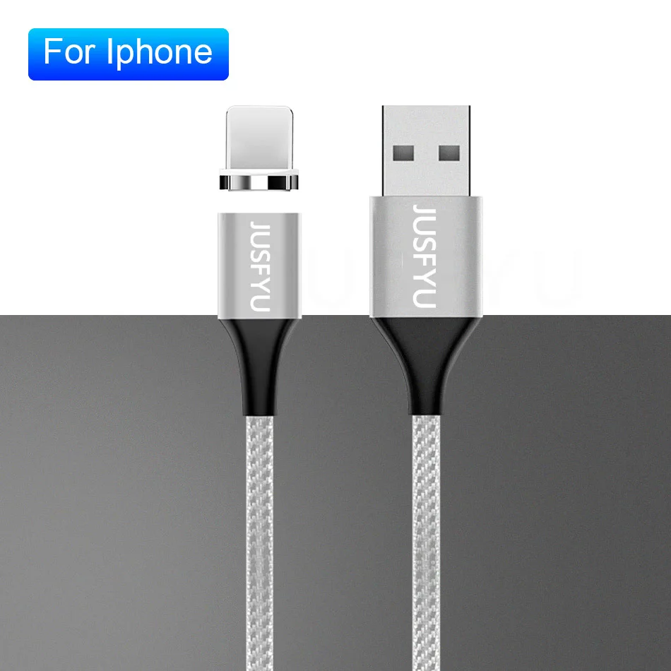 For iPhone Silver Магнитный Micro USB кабель для iPhone X XS samsung S10 type-c провод 3A Быстрая зарядка магнит зарядное устройство адаптер usb type C Кабели для телефонов - Цвет: For iPhone Silver