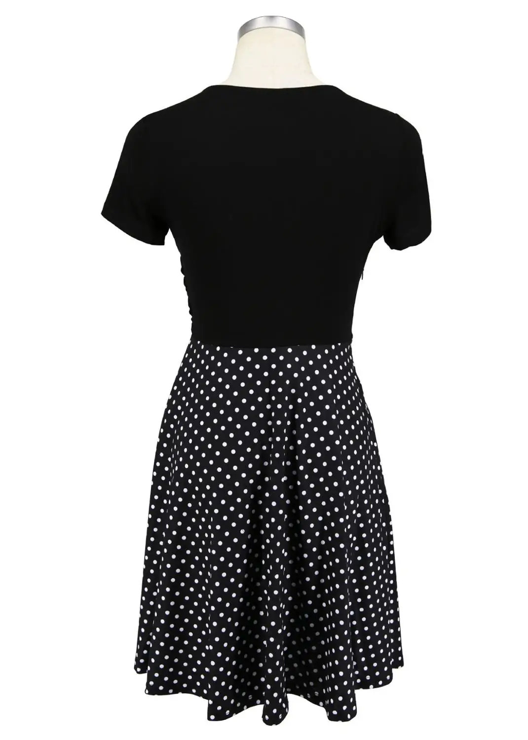 

Women's Retro Polka Dots Patchwork Slim A Line Dress Ladies Vintage Casual Party Swing Dresses