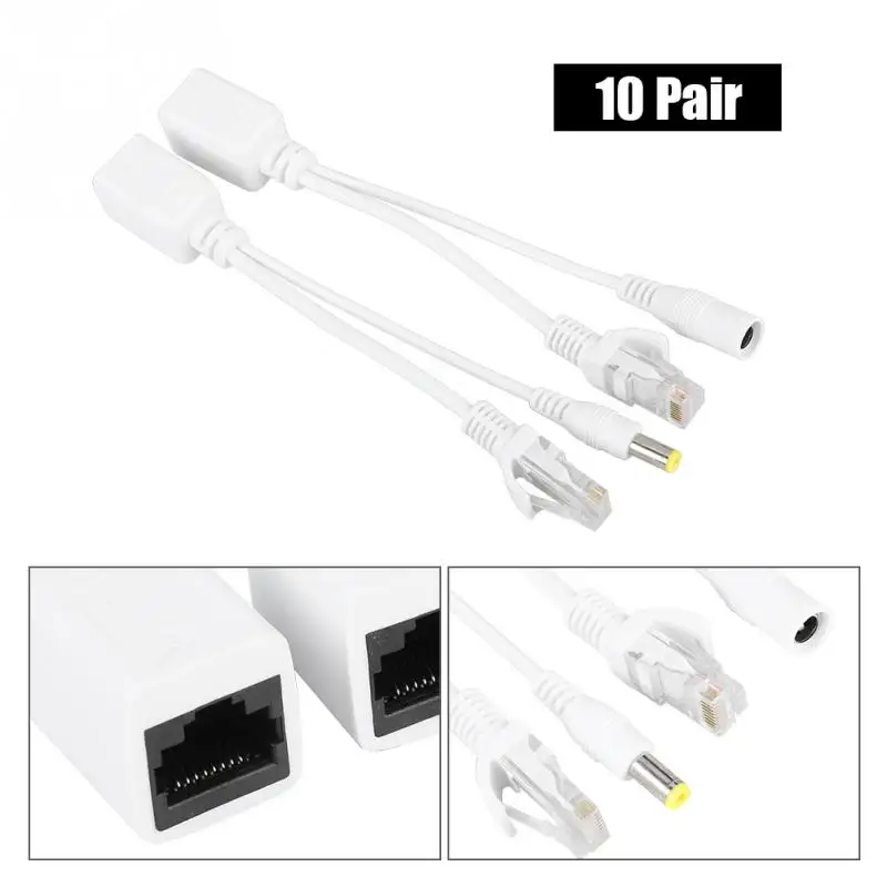Детские носки по 10 пар в DC 12 V IP Камера POE RJ45 кабель Мощность Over Ethernet адаптер