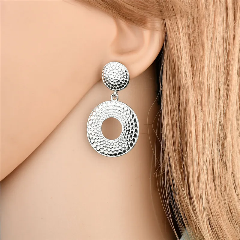 Luxury European Gold Silver Drop Earring Summer Big Spot Circle Long Dangle Earrings For Women Kpop Fashion Dubai Indian Jewelry | Украшения