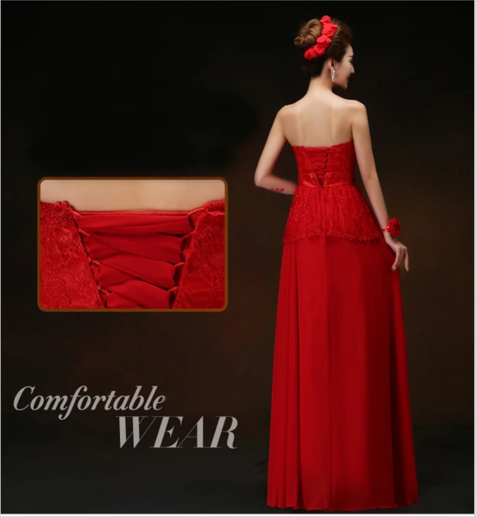 Длинное сдержанное красное Формальное шифоновое Вечерние жевное платье с баской