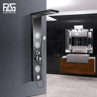 flg massage shower panel wall mounted black rain mixer shower panel shower column faucet massage jets
